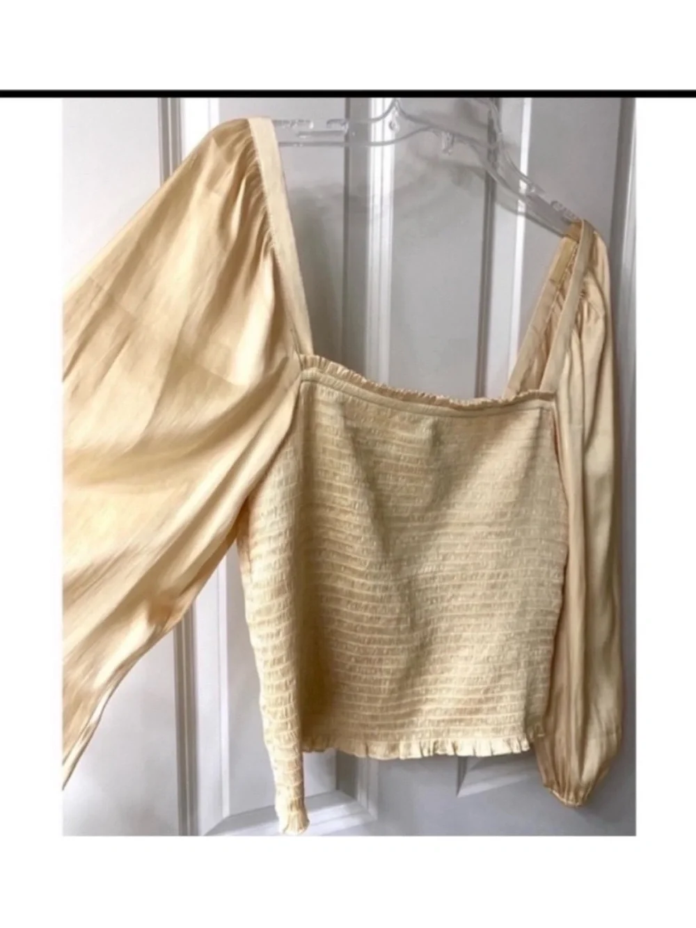 J.Crew Squareneck Smocked Satin Top